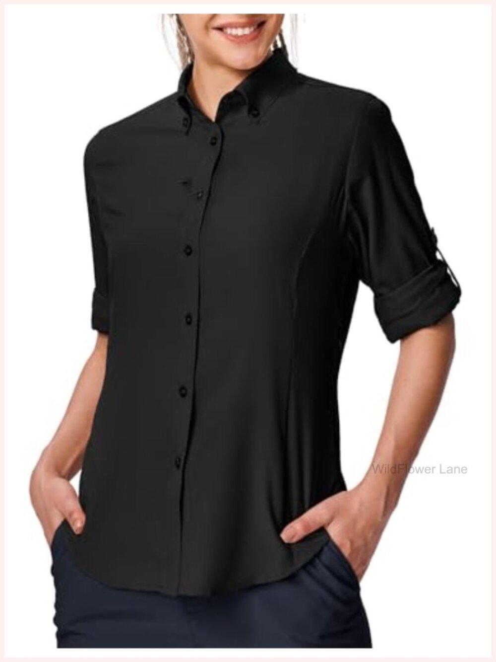 UPF 50+ Long Sleeve Button Down Shirt for Fishing Hiking